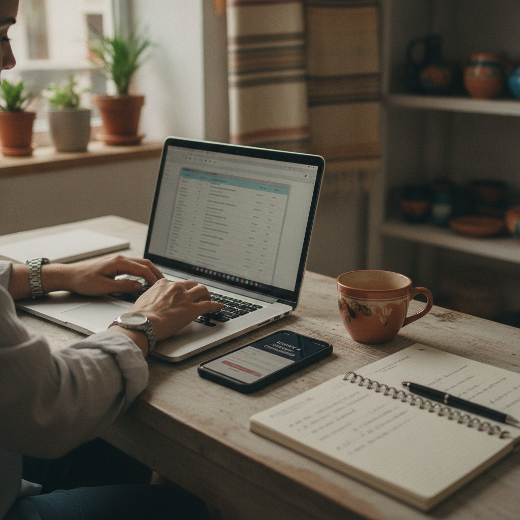 Empresaria de pyme creando su lista de suscriptores para una herramienta de email marketing