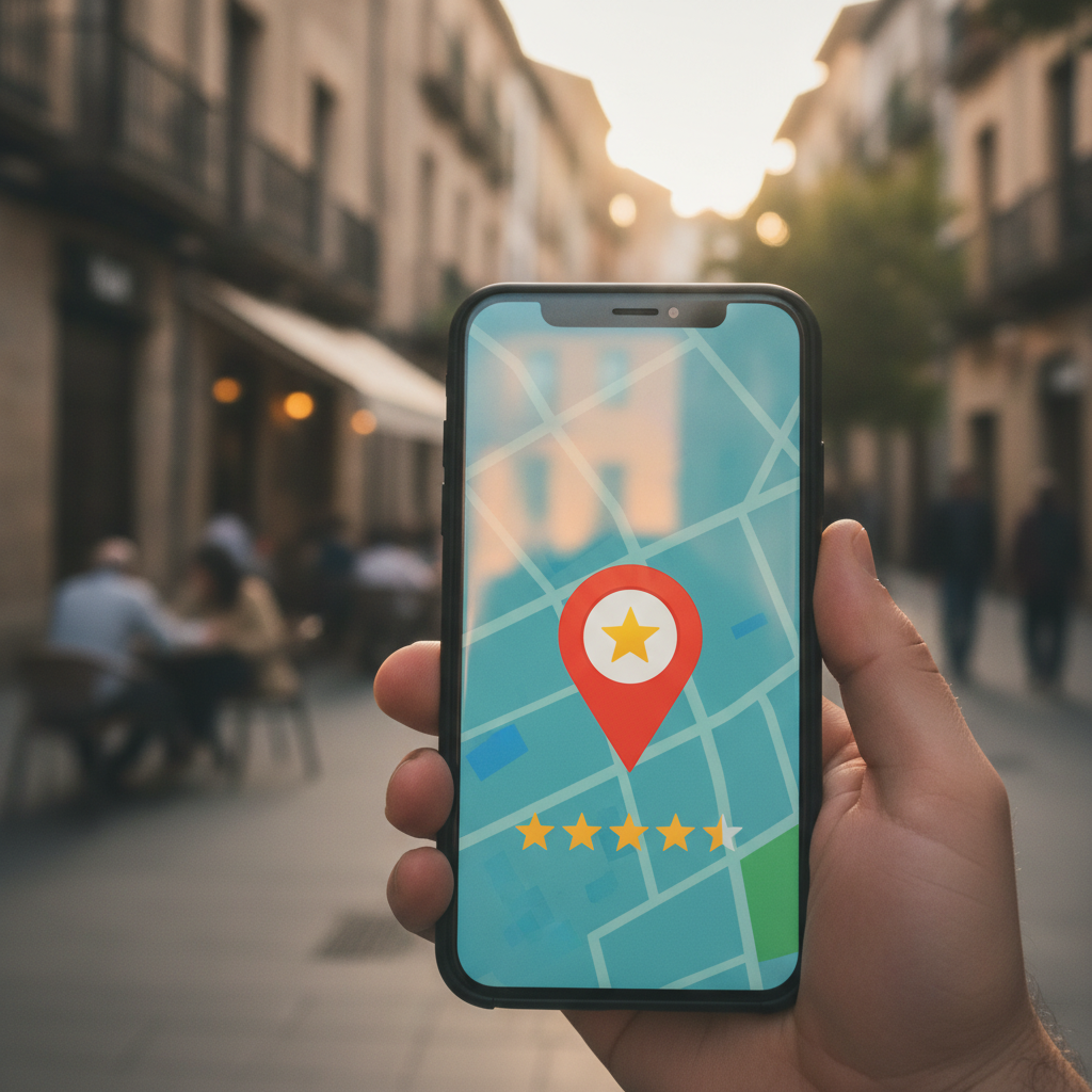 Cliente a procurar um negócio local no Google Maps a partir do telemóvel, chave do SEO local