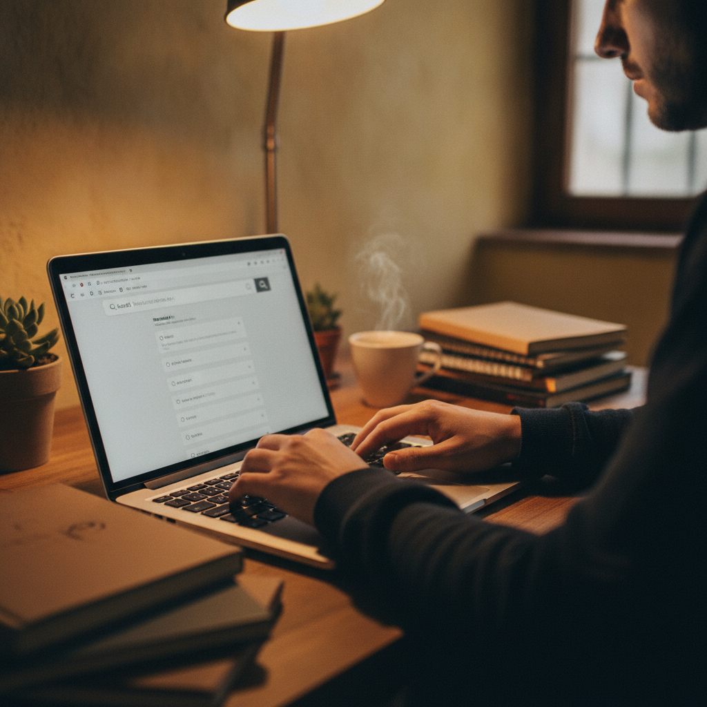 Cliente a pesquisar no Google um negócio local e a comparar resultados de posicionamento SEO para PMEs