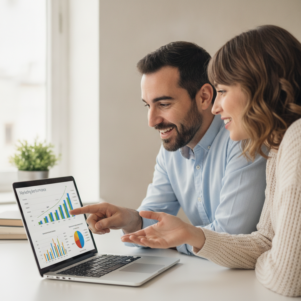 Team di una PMI che analizza i risultati e le metriche delle sue campagne di email marketing