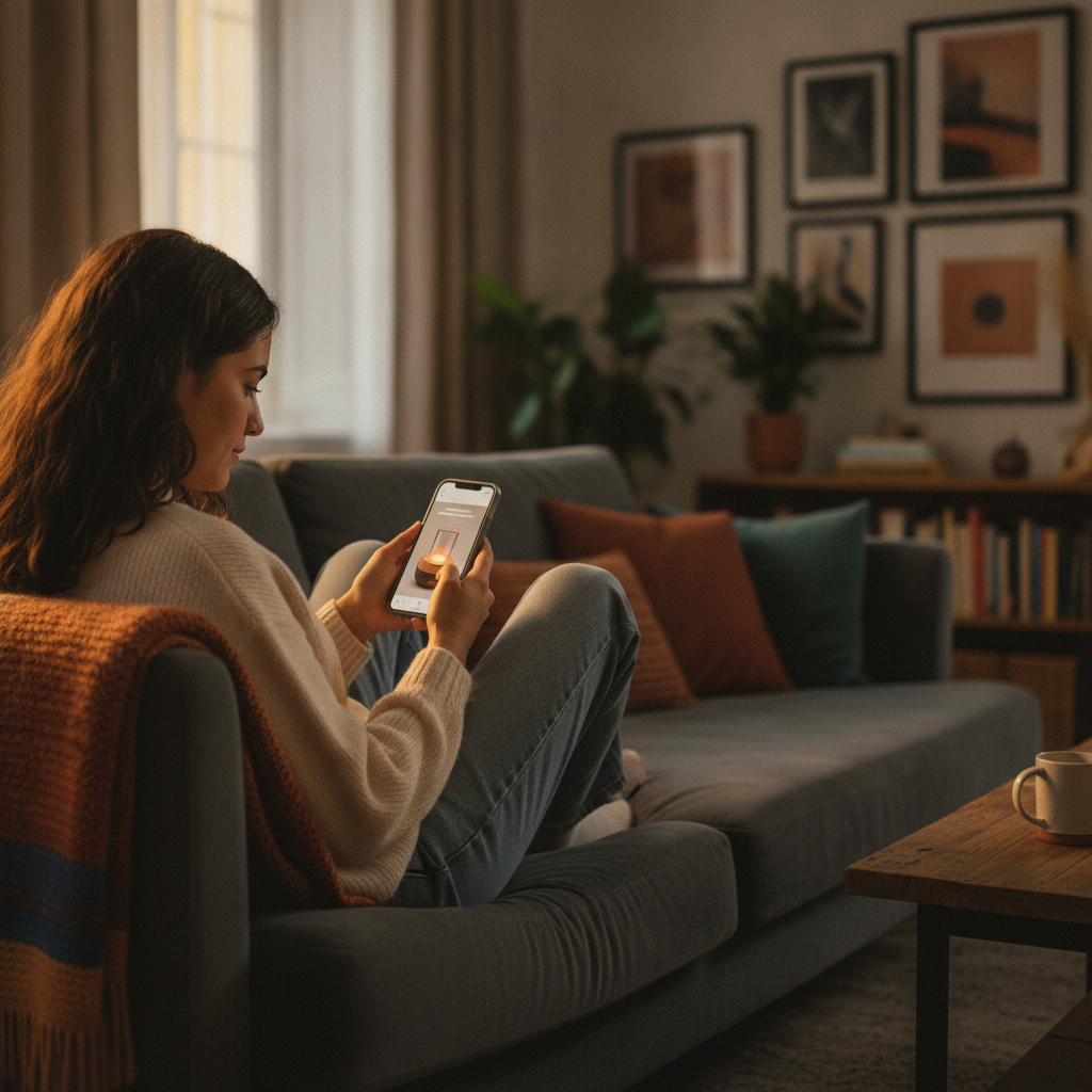 Persona viendo un anuncio de Instagram en el móvil, ejemplo de segmentación de Meta Ads para pymes