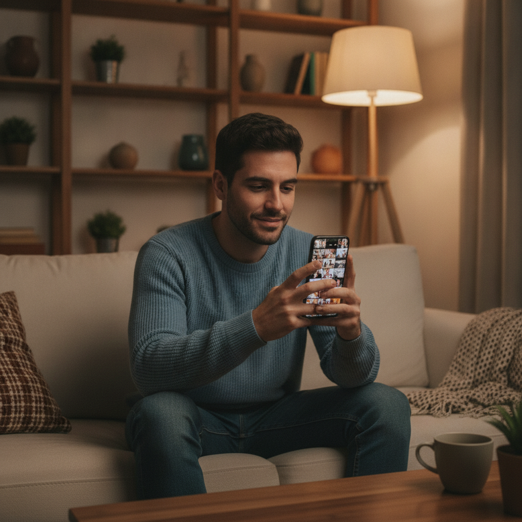 Cliente descubriendo negocios en TikTok viendo videos verticales en el movil