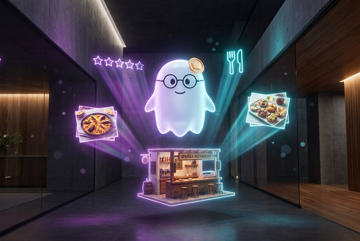 La mascota fantasma BOO impulsando el marketing con IA de un restaurante español con reservas y reseñas de cinco estrellas
