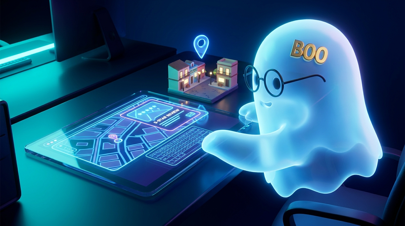 El fantasma BOO respondiendo personalmente a la reseña de un cliente en Google Maps con IA