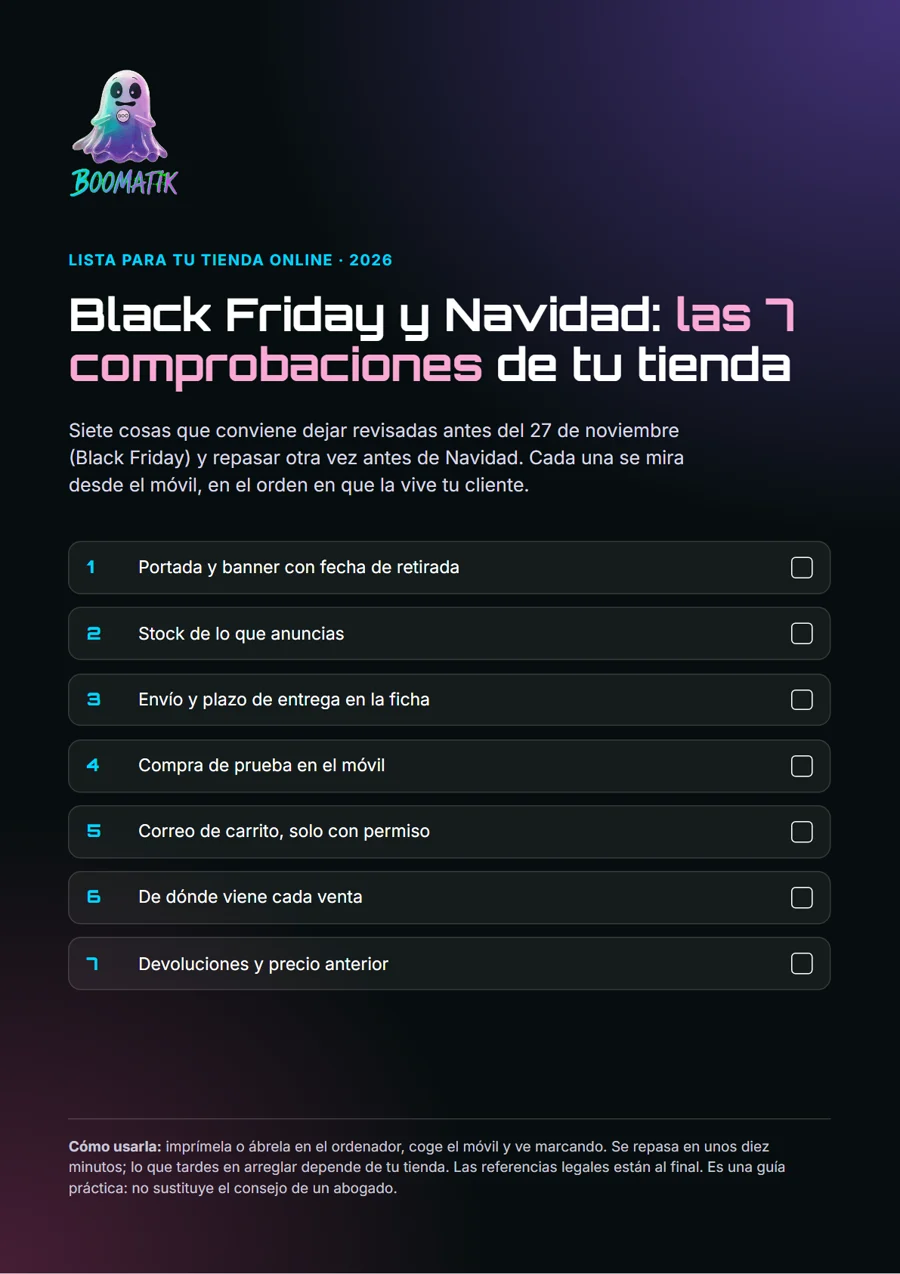 Black Friday en tu tienda online: hoja de Boomatik con las 7 comprobaciones