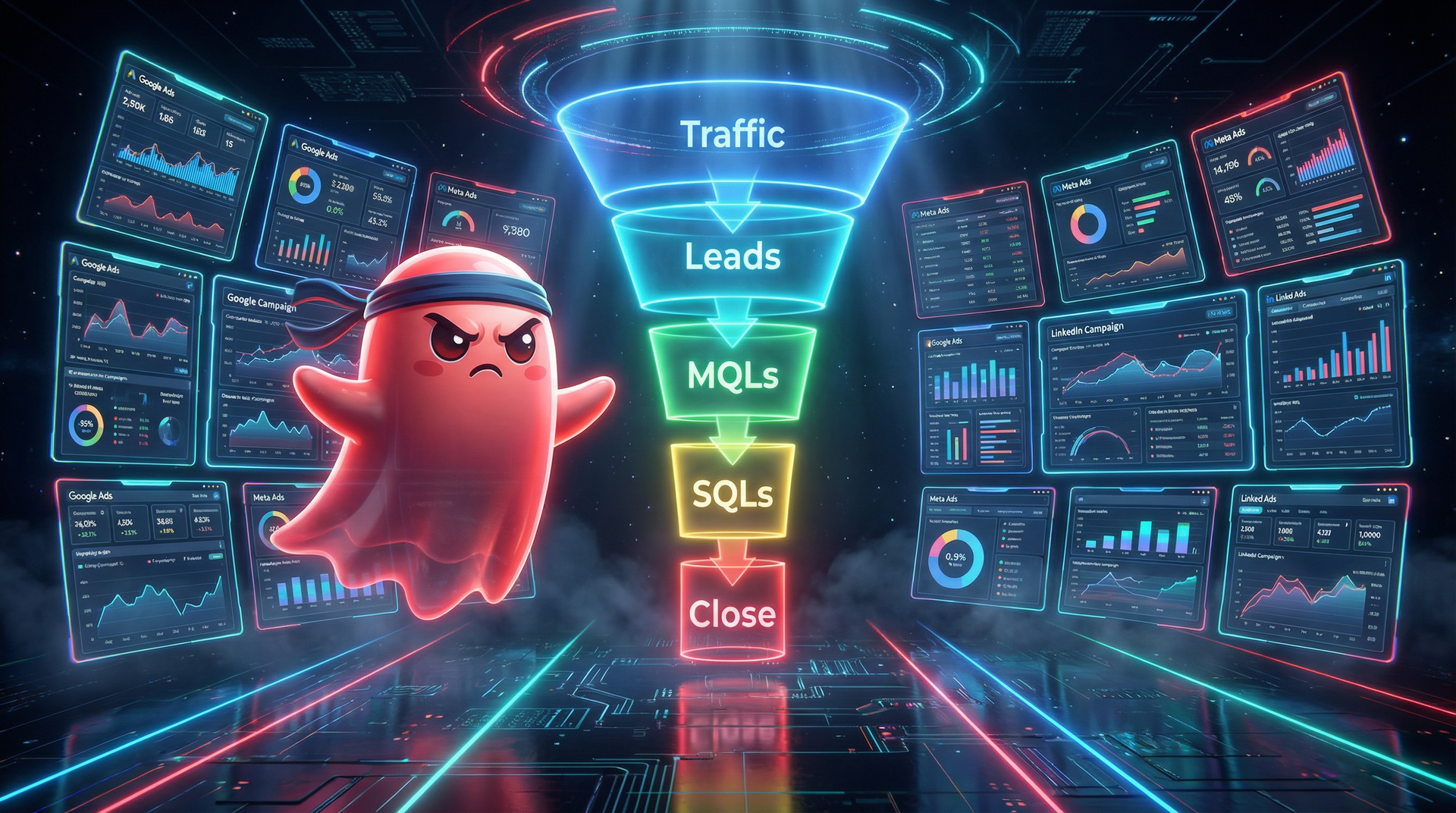 BOO Performance fantasma rojo optimizando campañas con fuego