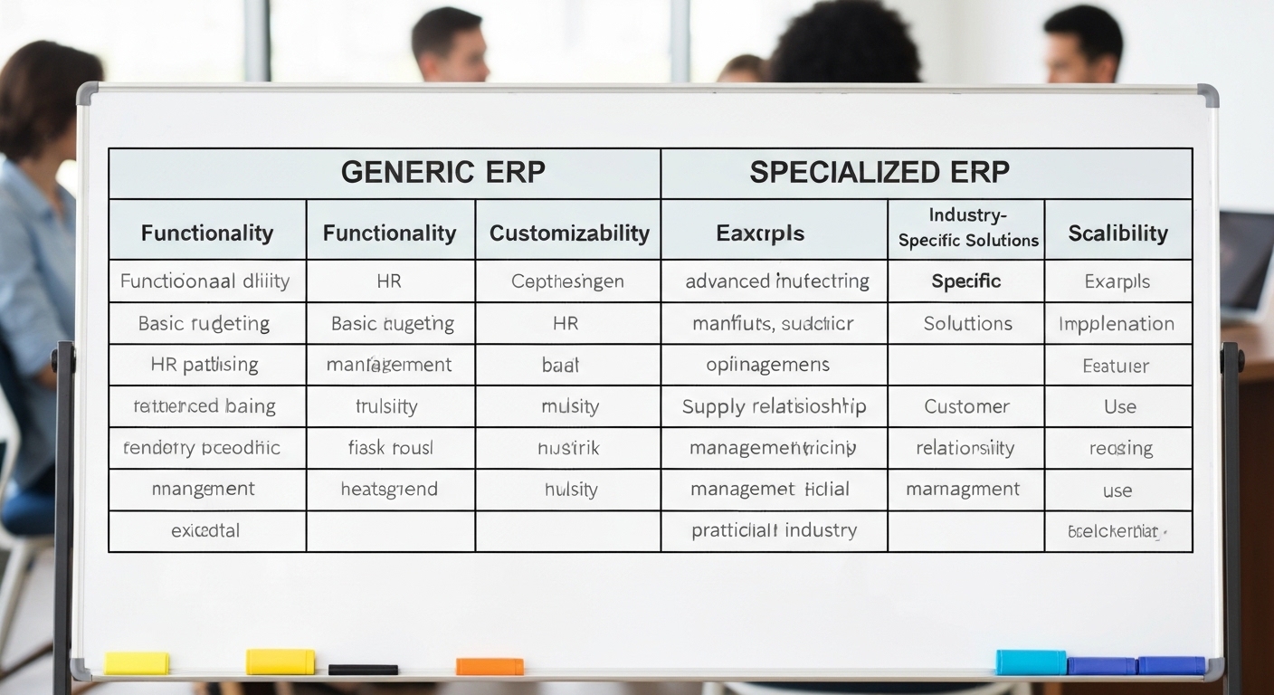 Tabla comparativa ERP generico vs ERP especializado en moto