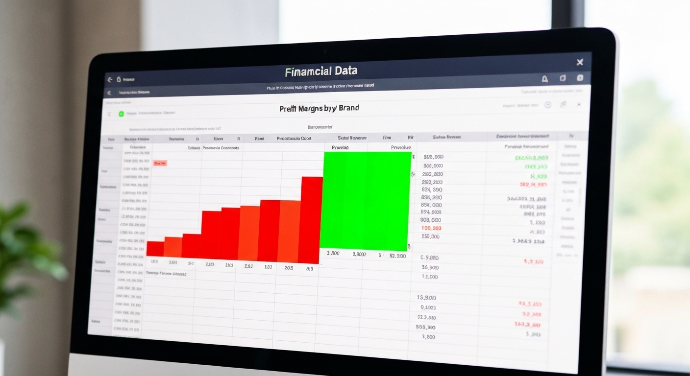 Hoja de calculo con beneficio por marca de moto en pantalla